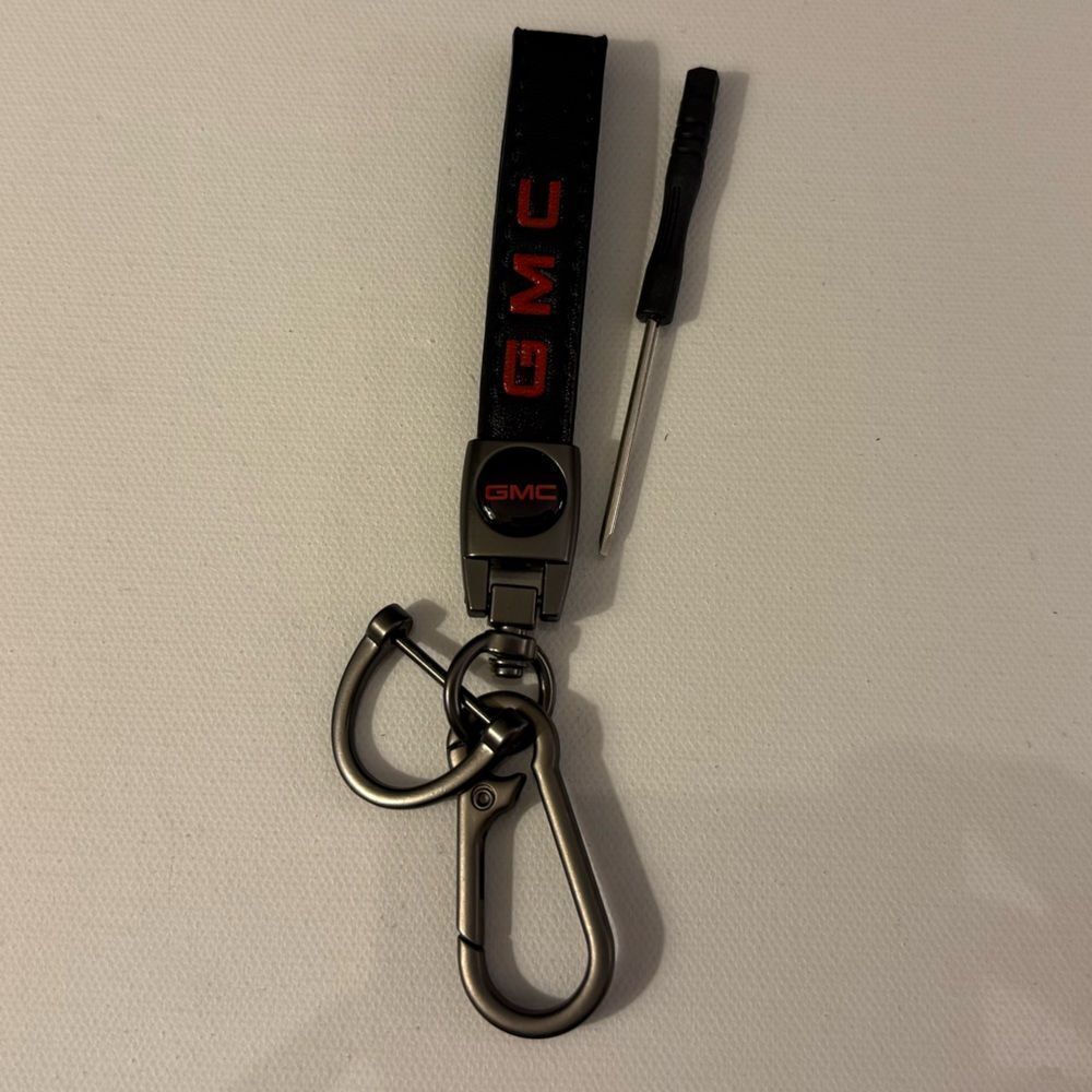 GMC Key Fob Keychain in Black Leather with Logo NWT